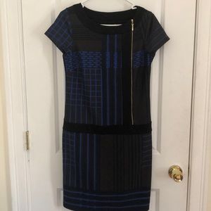 Multi stipe dress with gold zipper